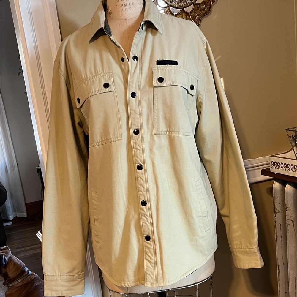 Volcom Men’s Beige Snap-Up Quilted Jacket